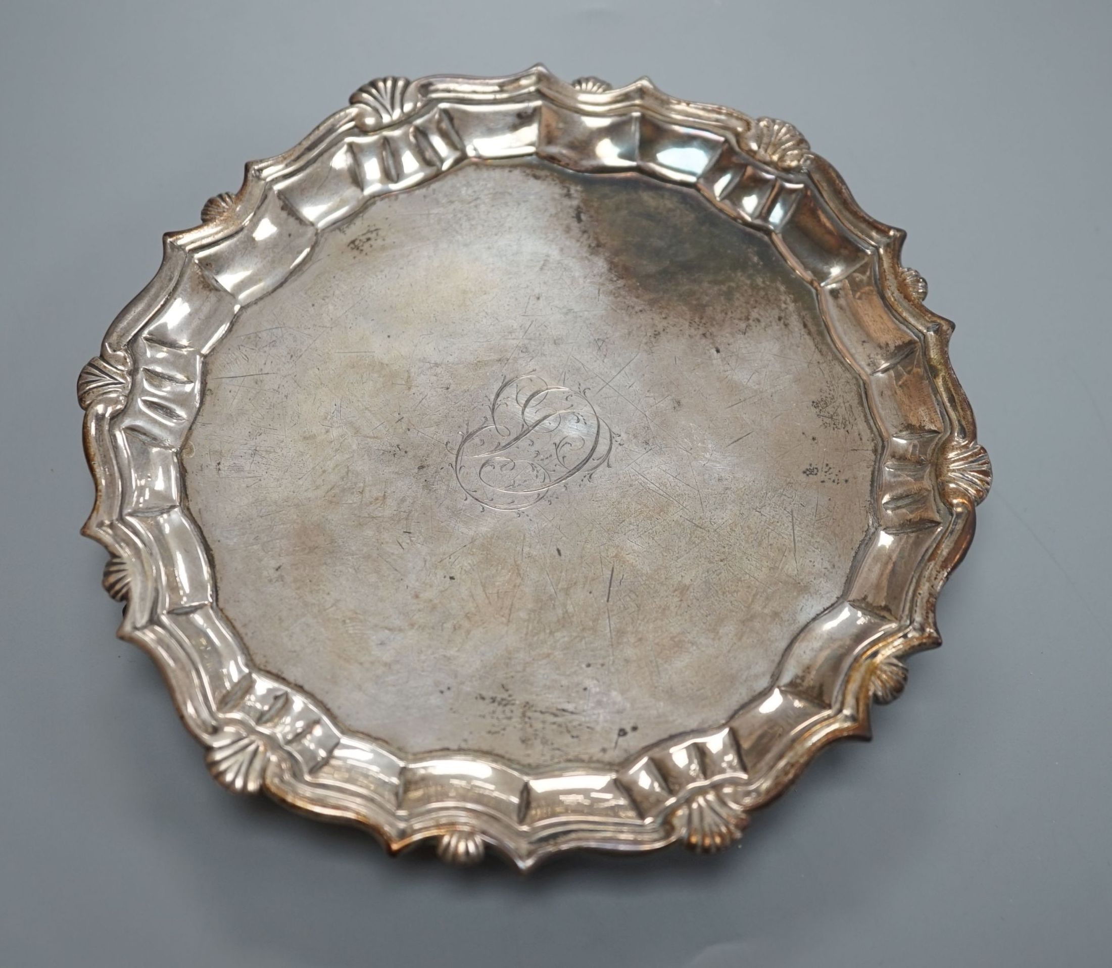 A George II silver waiter, John Sanders, London, 1746?, 15.6cm, 5.5oz.